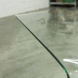 Postmodern Rectangular Curved Tempered Glass Coffee Table, 1990