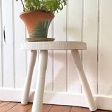 Tabouret tripode blanc vintage