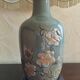 Vintage celadon porcelain lamp with flowers