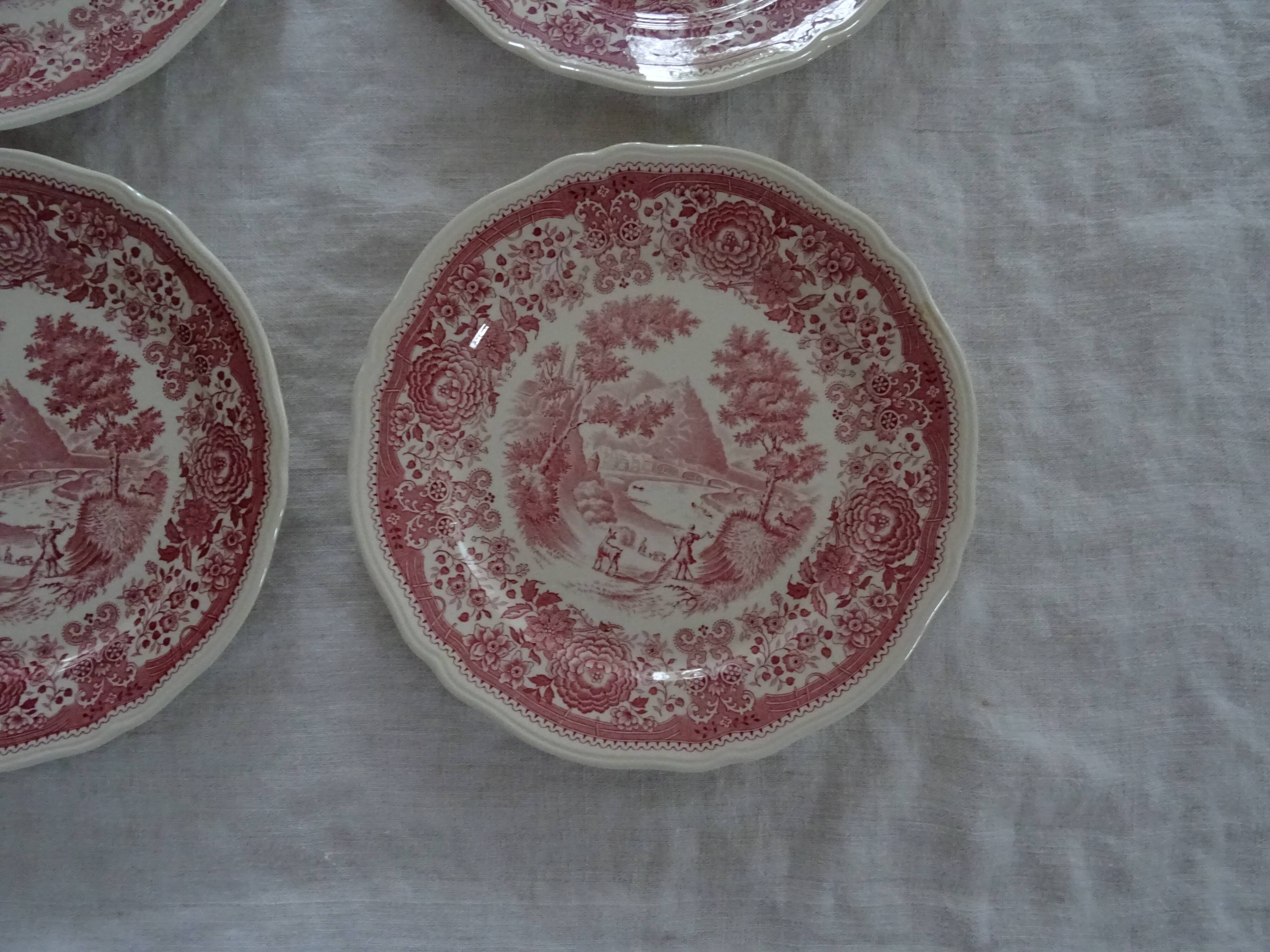 4 flat plates Villeroy and Boch Burgenland pink décor