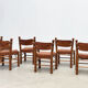 Ensemble de six chaises de salle à manger en cuir brutalistes