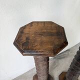 Paire de piédestal colonnes vis de pressage chêne 1900