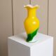 Vintage Murano Glass Fenton Vase in Multicolor Yellow, White & Green, Flashed Glass – Italy 1970s