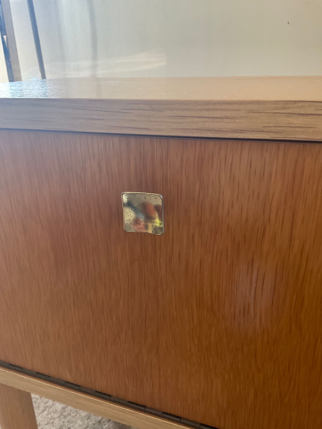 Pair of vintage blond wood bedside tables 70s