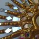 Golden wooden sun mirror 30cm