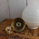 White and brass opaline globe suspension