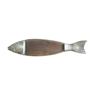 Wood/Silver Metal cutting board