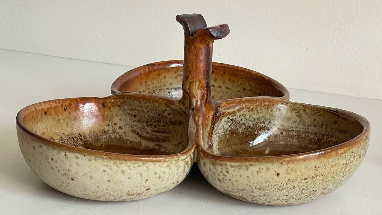 Vintage glazed stoneware appetizer dish