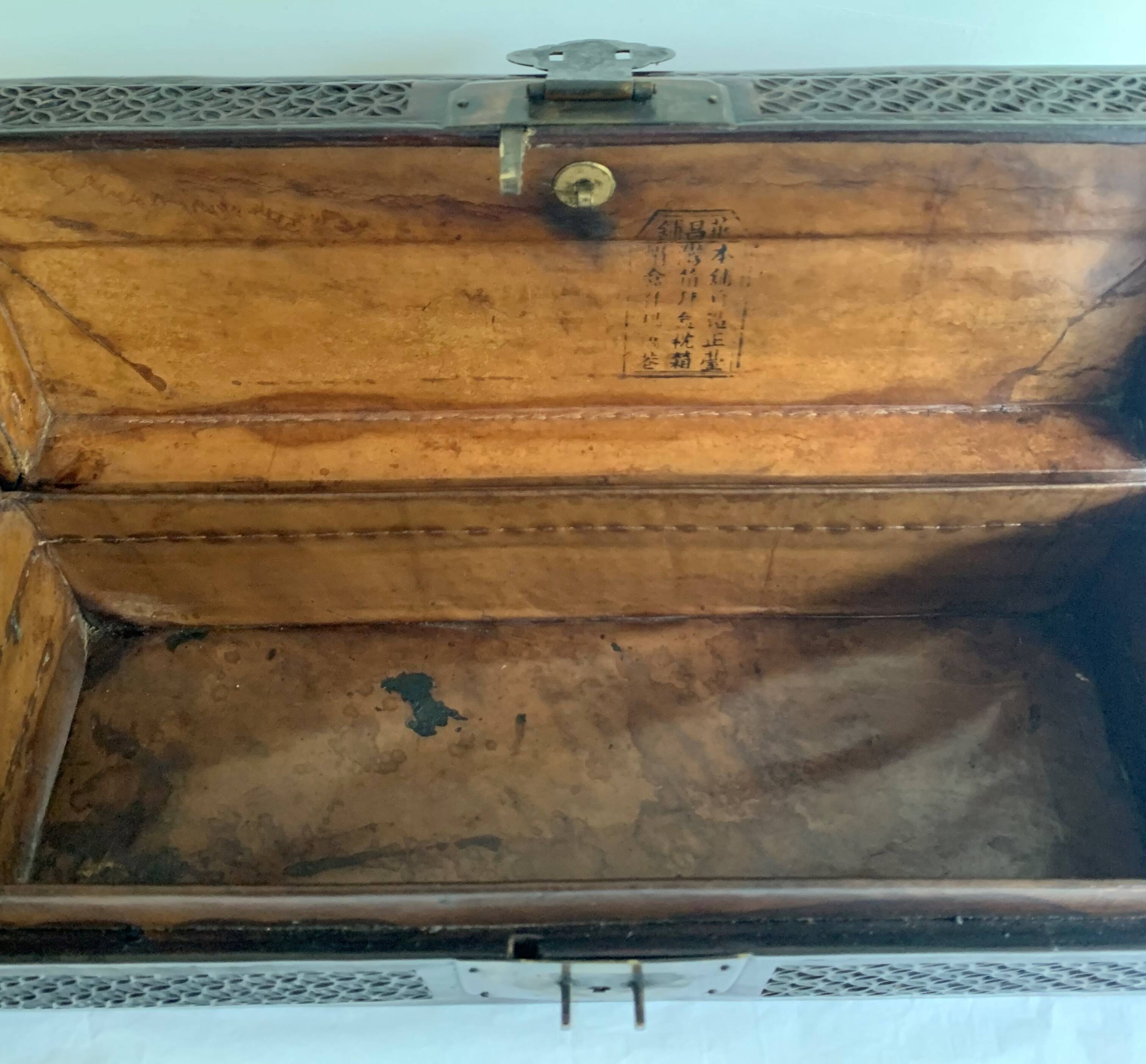 Chinese box covered with leather
