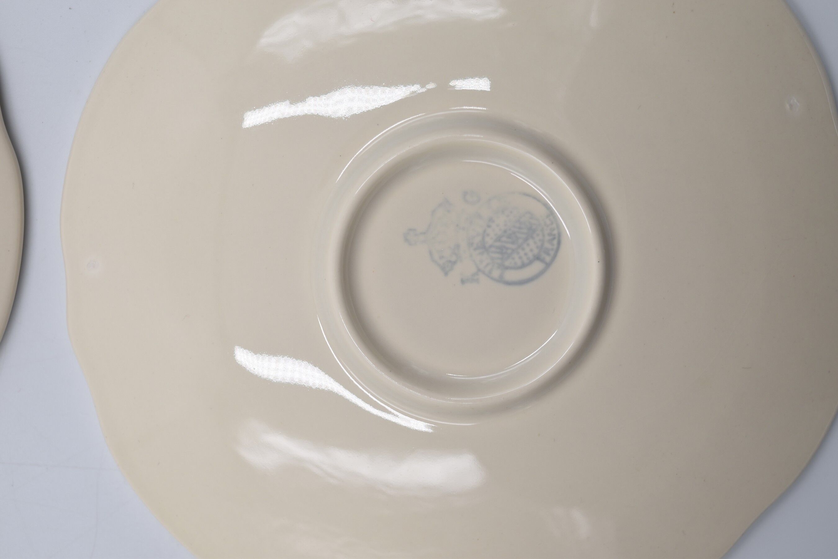 2 luncheon cups off-white earthenware Lunéville décor relief France