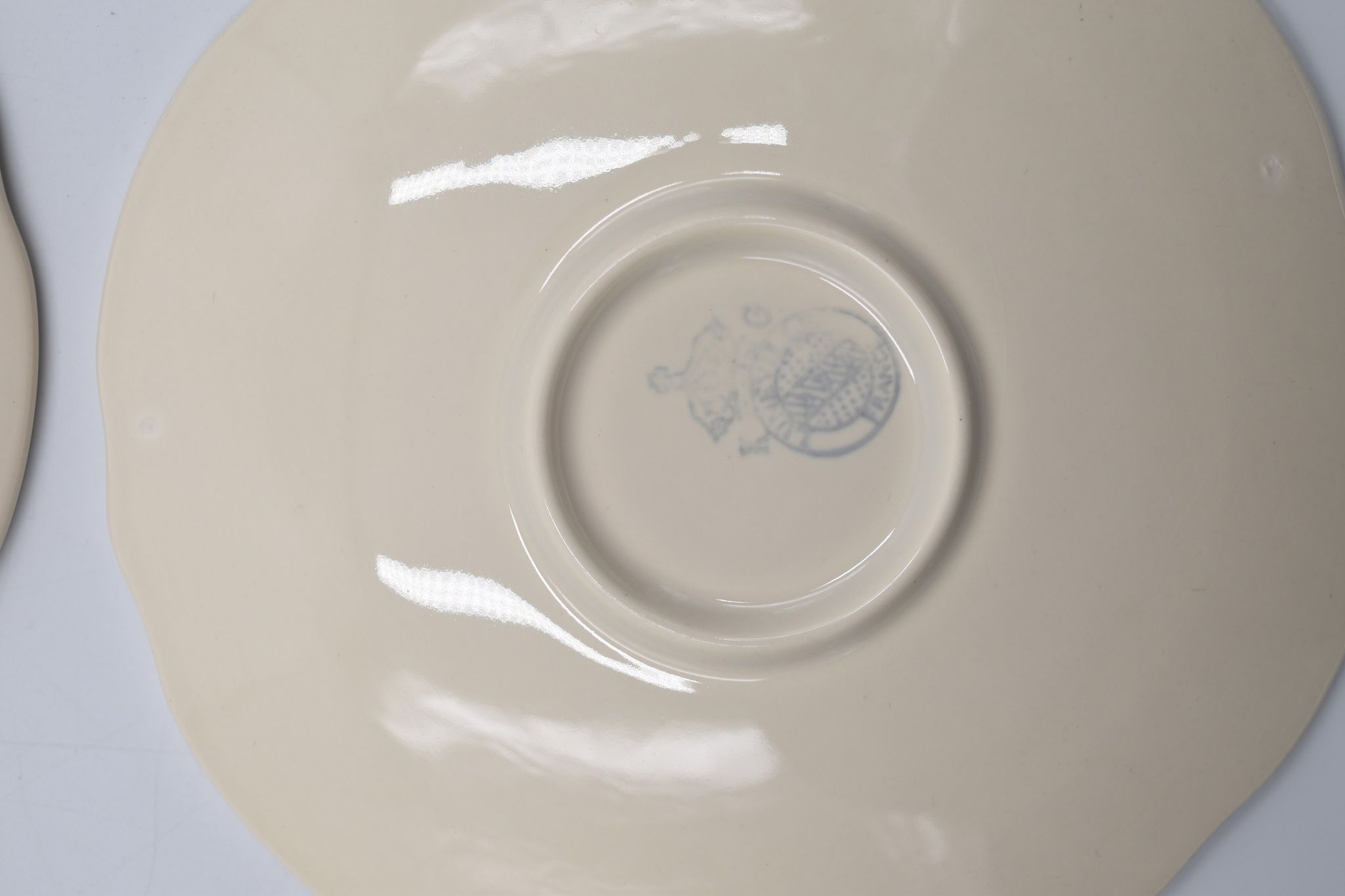 2 luncheon cups off-white earthenware Lunéville décor relief France