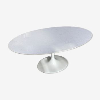 Table en marbre blanc cendré pied Tulipe