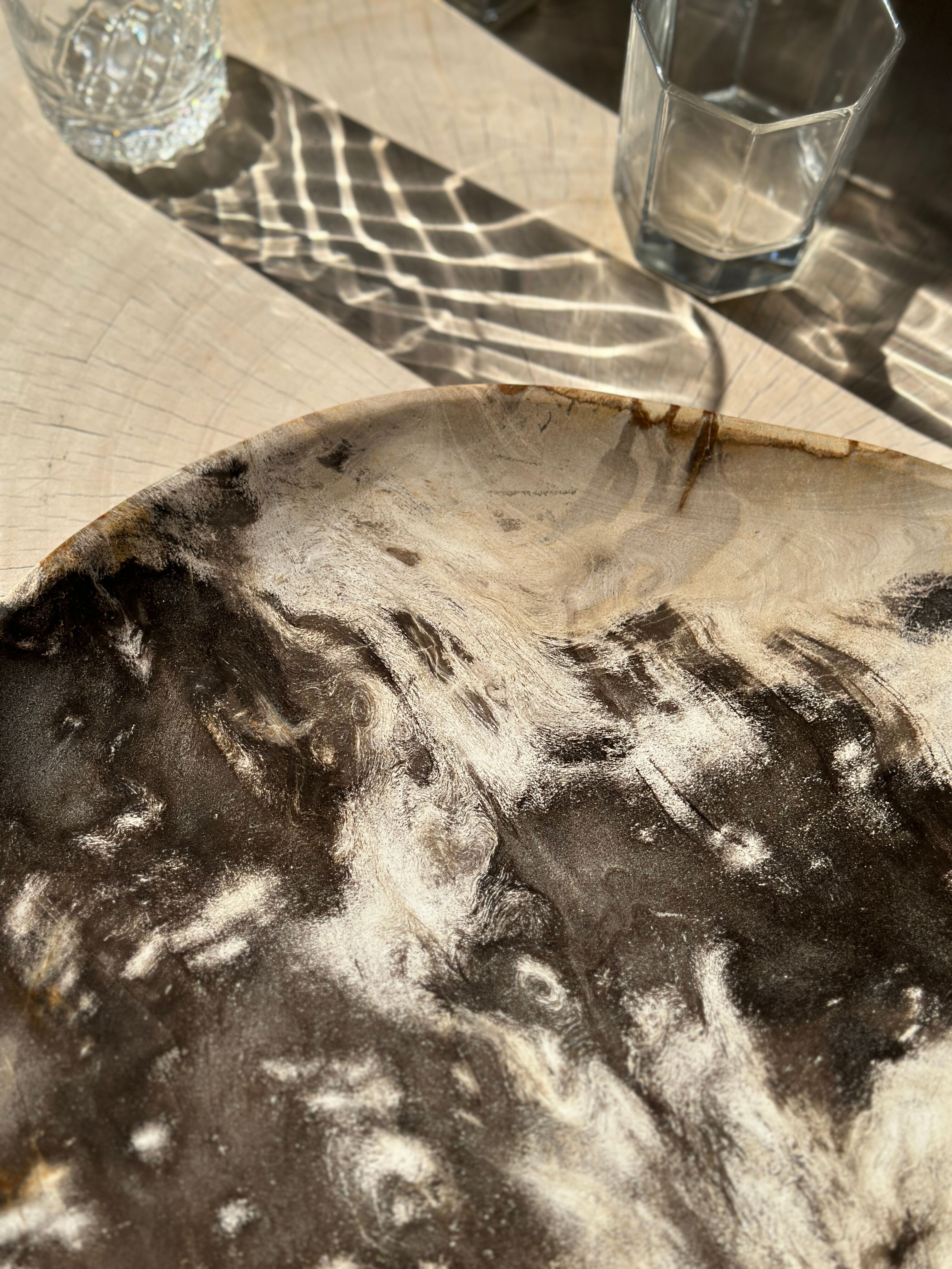 Very large empty pocket or petrified wooden flat