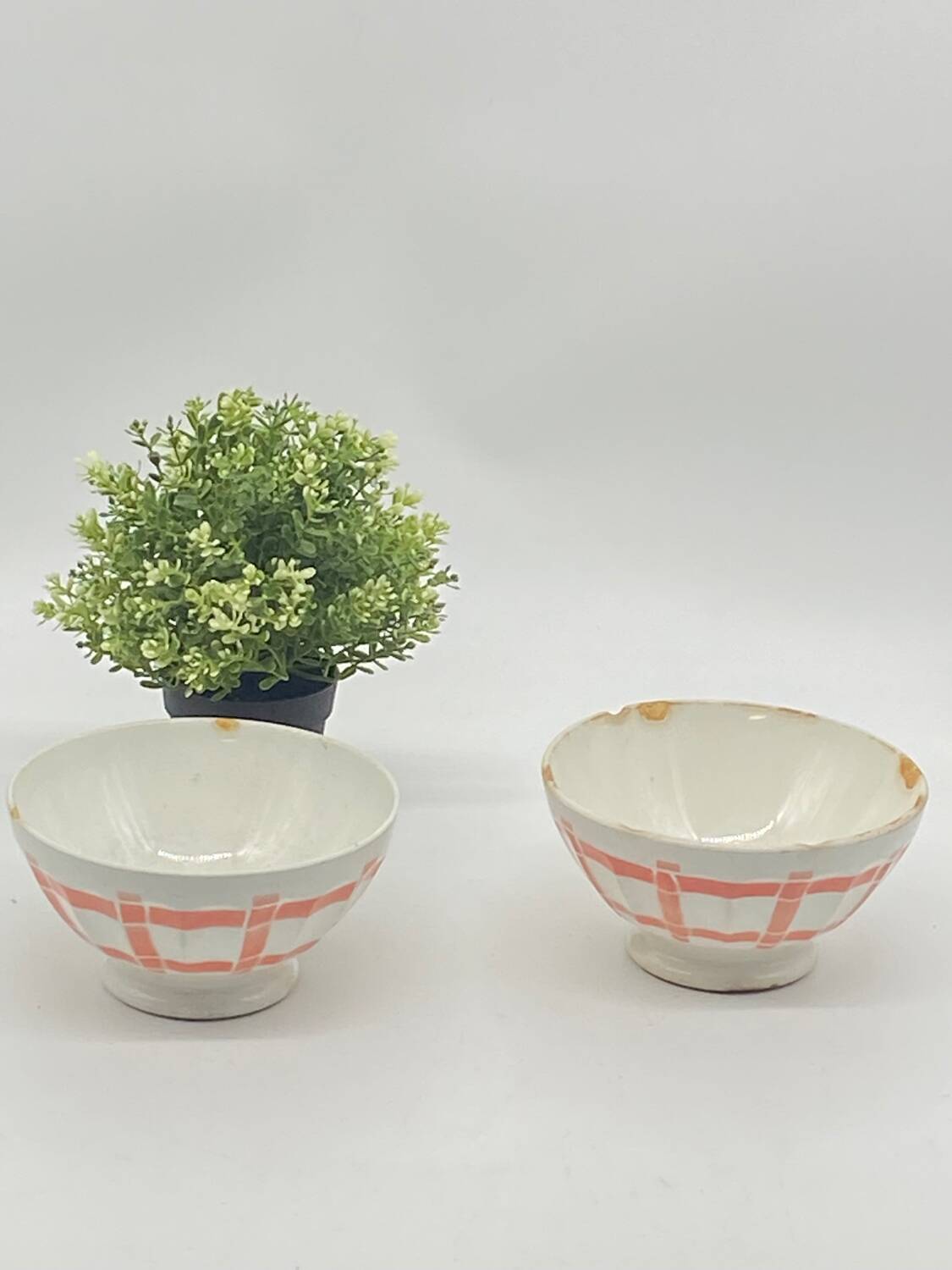 Duo of old ceramic bowls