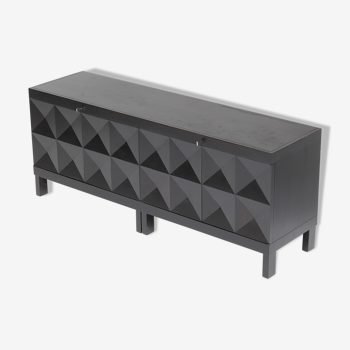 Quality crafted sideboard with op-art doors designed by j. batenburg for mi, belgium 1969