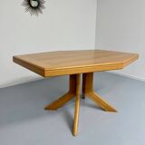 Antique octagonal solid wood extendable table, Girsberger design