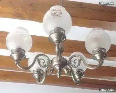 Pewter pendant light with glass globes