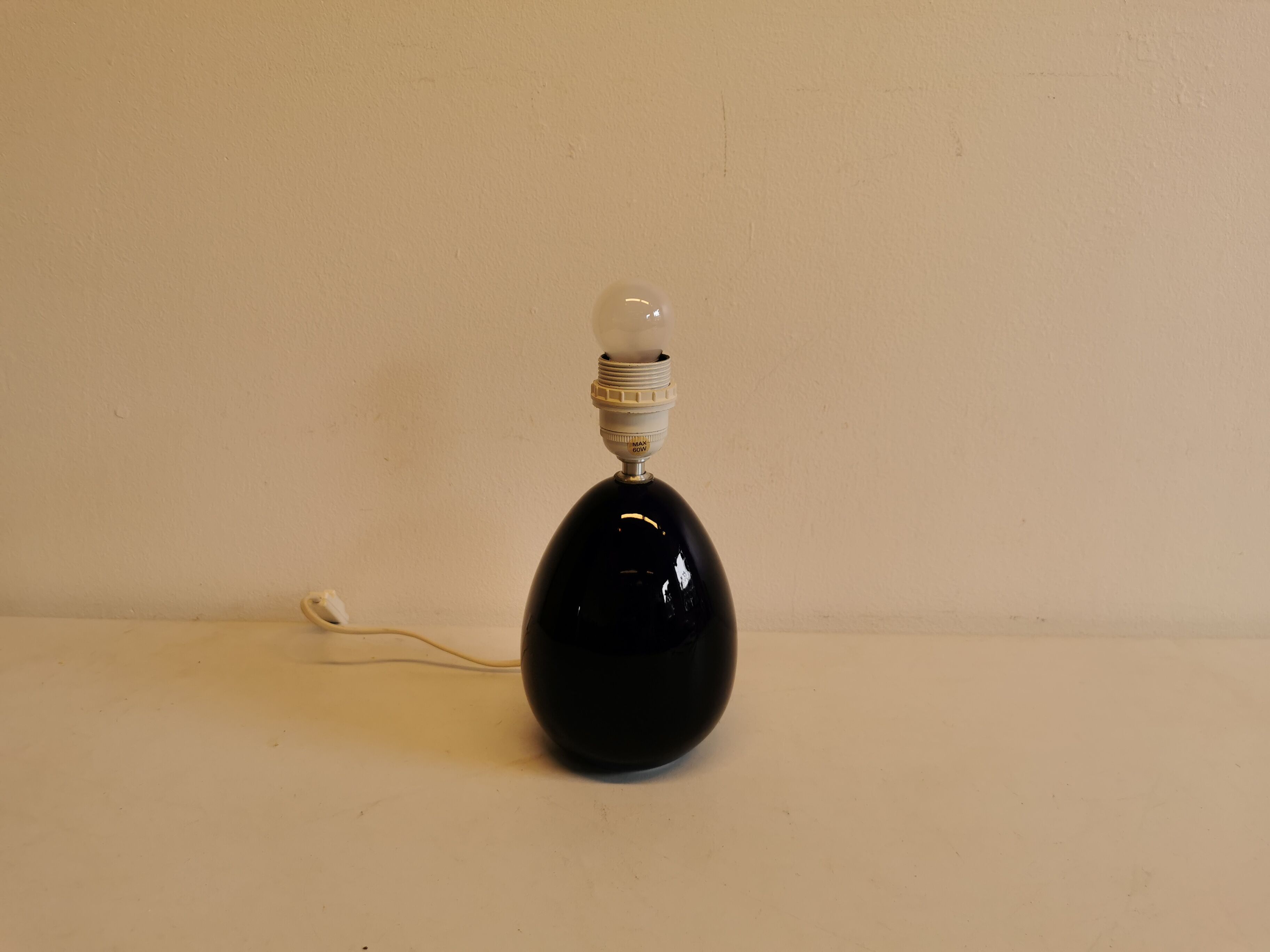 Small Table lamp in dark blue ceramic, made by Søholm ceramics Denmark.