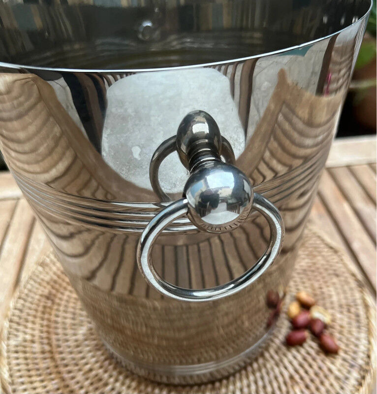 Silver metal champagne bucket