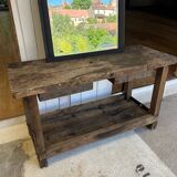Old mirror with black powdered frame