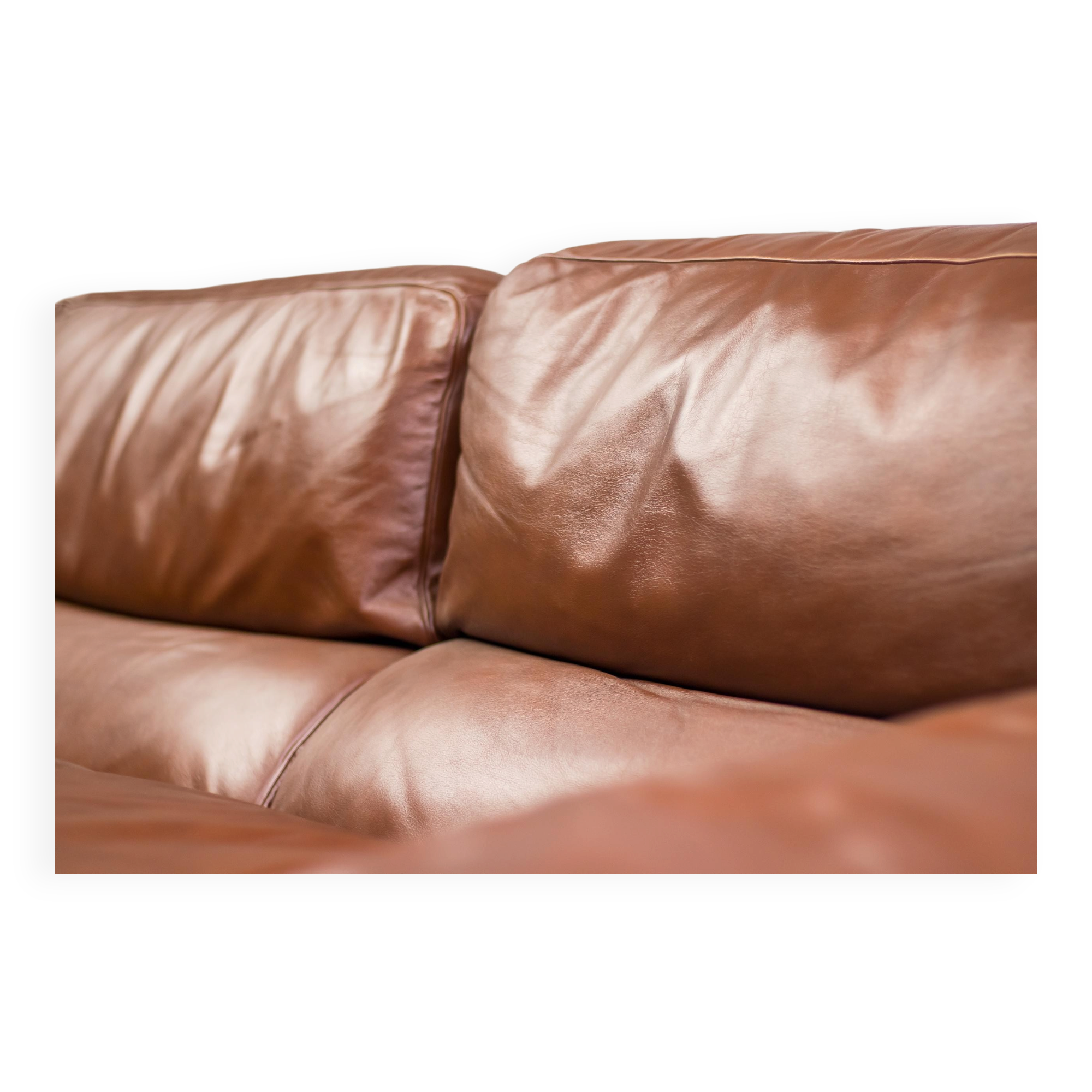 Royal 2-seater canapé premium Poltrona Frau Petronio upholstered in down and chestnut leather.