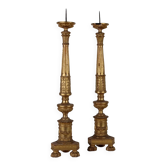 Paire de chandeliers Empire anciens en bois, Europe, début XIXe siècle