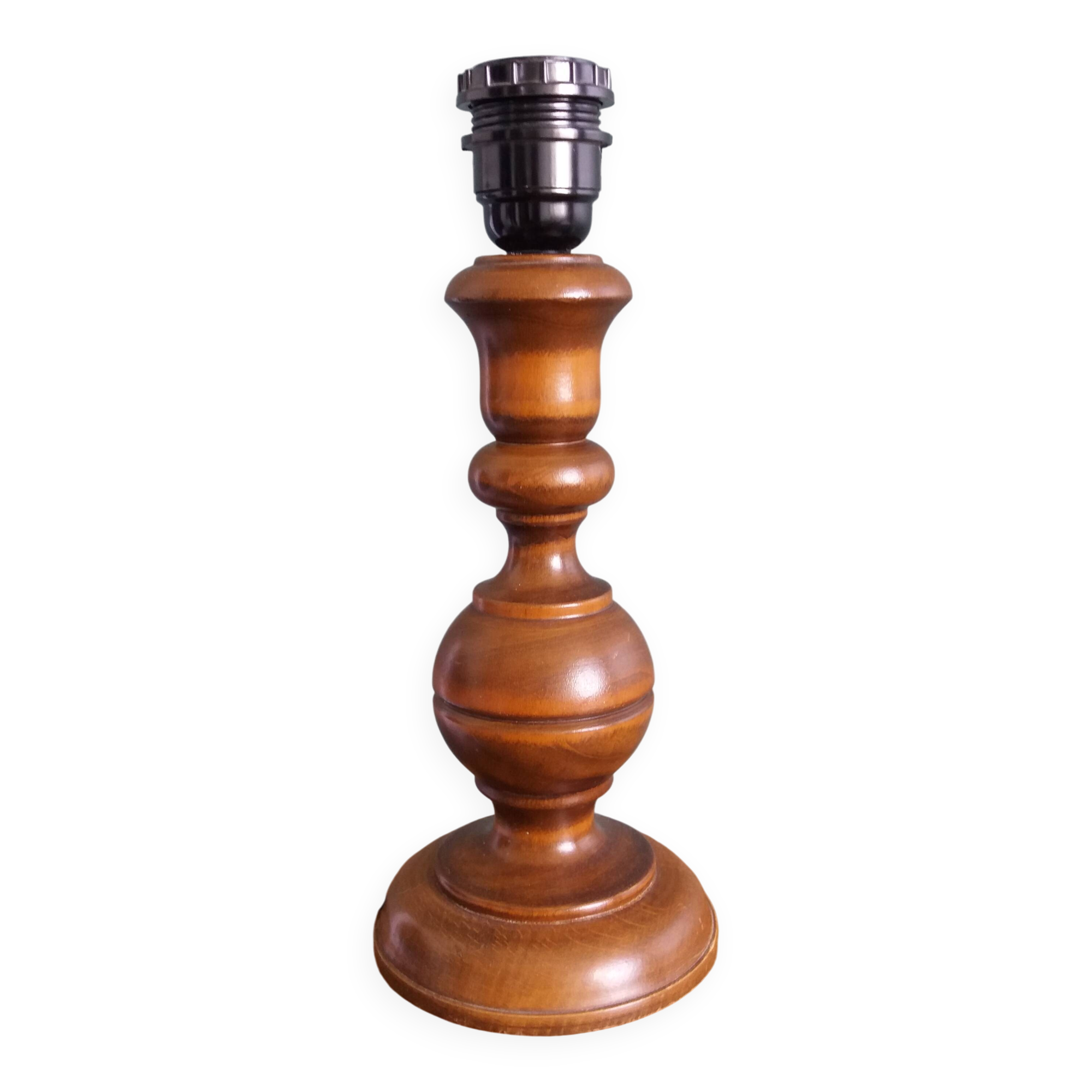 Lamp, turned wooden base