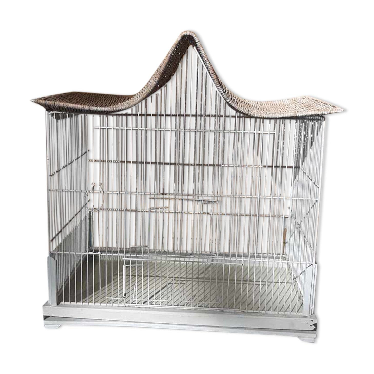 Iron and wicker bird cage
