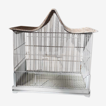 Cage à oiseau en fer et osier