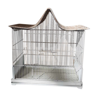 Iron and wicker bird cage