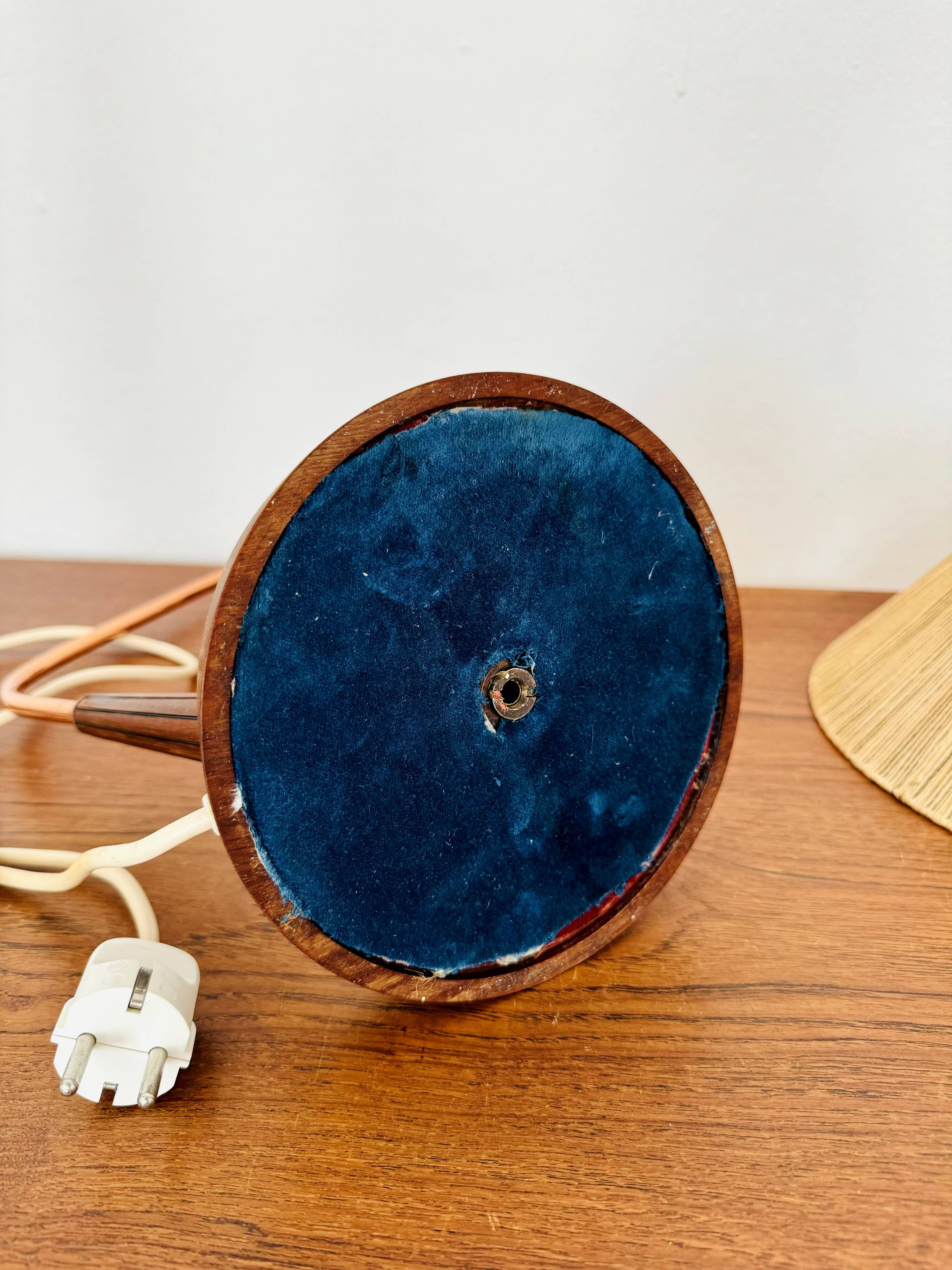 Lampe de table en sisal et teck par Temde