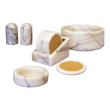 Set of table accessories in Carrara marble