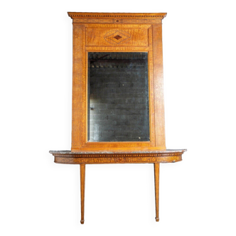 19th century Directoire style marquetry console decorated with a mirror