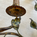 Grande applique 1950, fer forgé doré «feuilles »