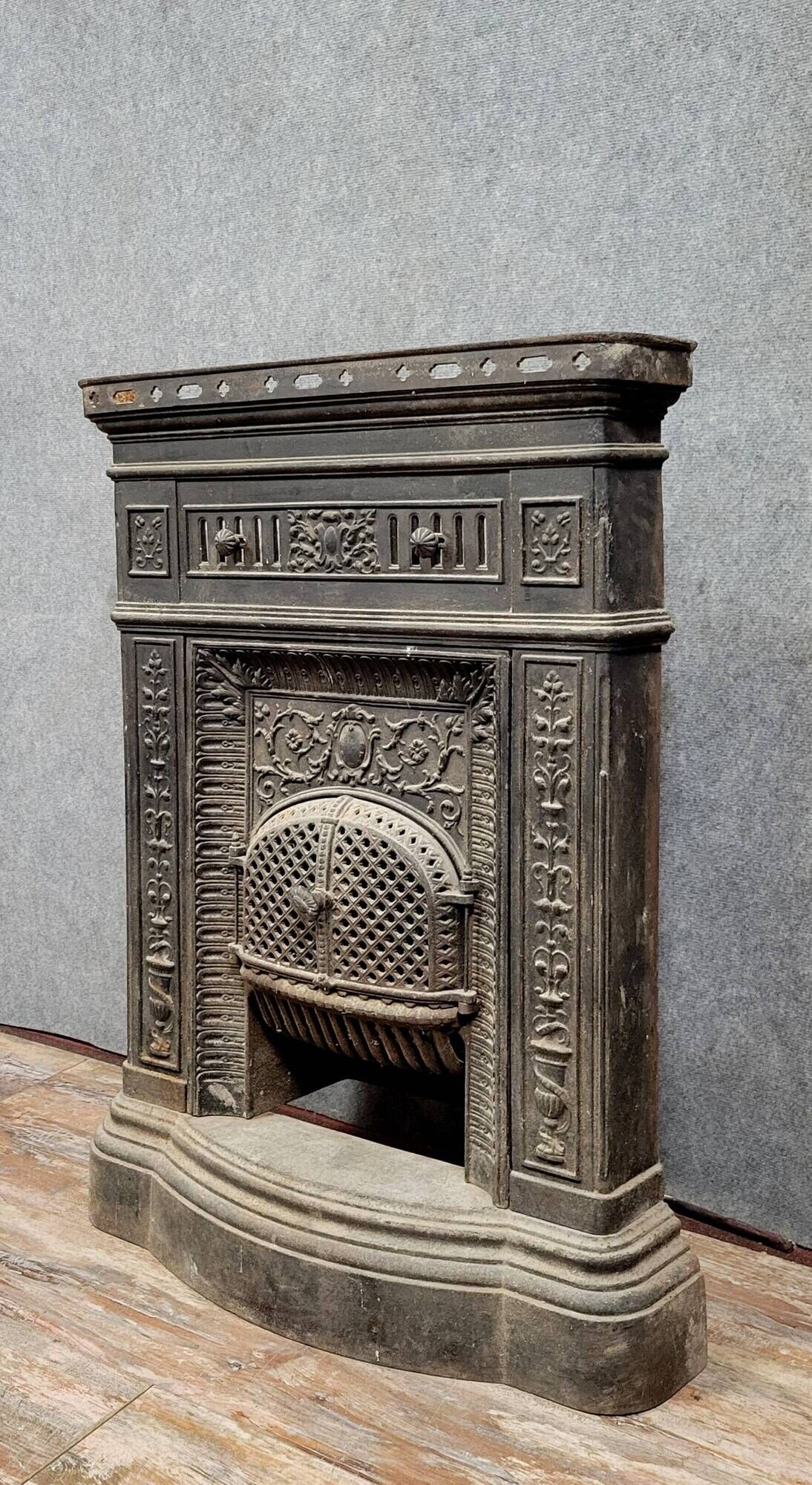 Napoleon III period cast iron fireplace mantel or front circa 1880