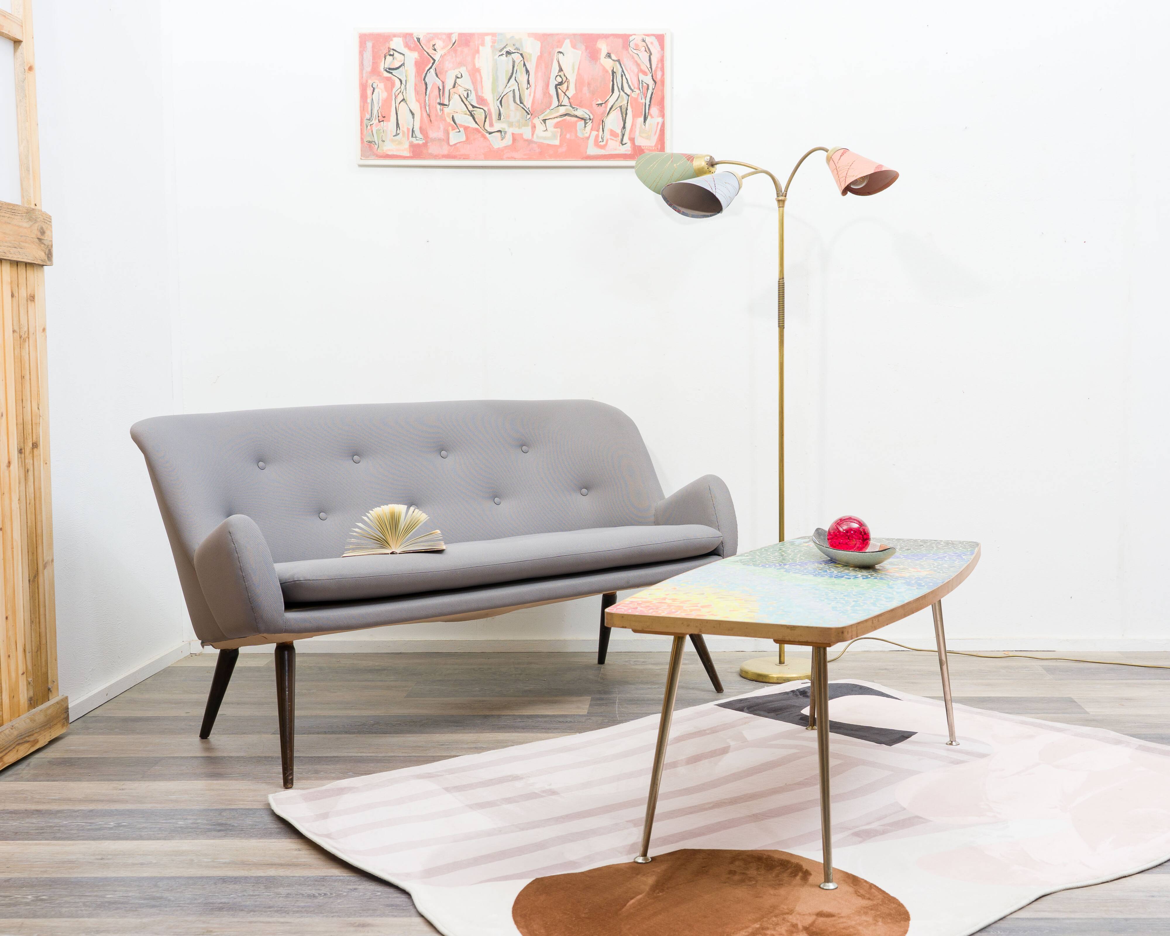 2.5-seater cocktail sofa, 1950s. Professionally restored.