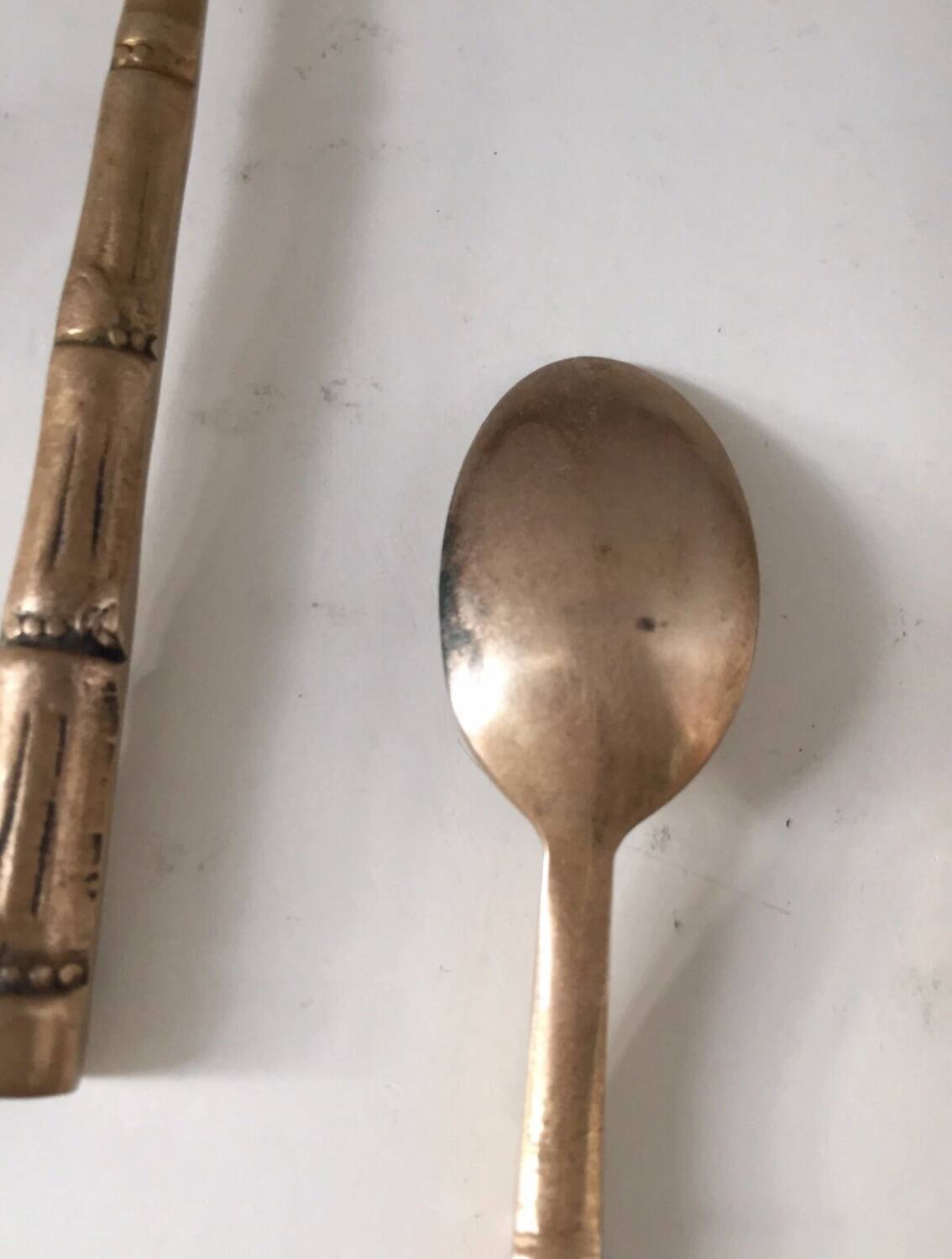 Set of 6 bamboo teaspoons, 1970