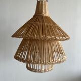 Rattan pendant lamp or light in the shape of an Asian lantern