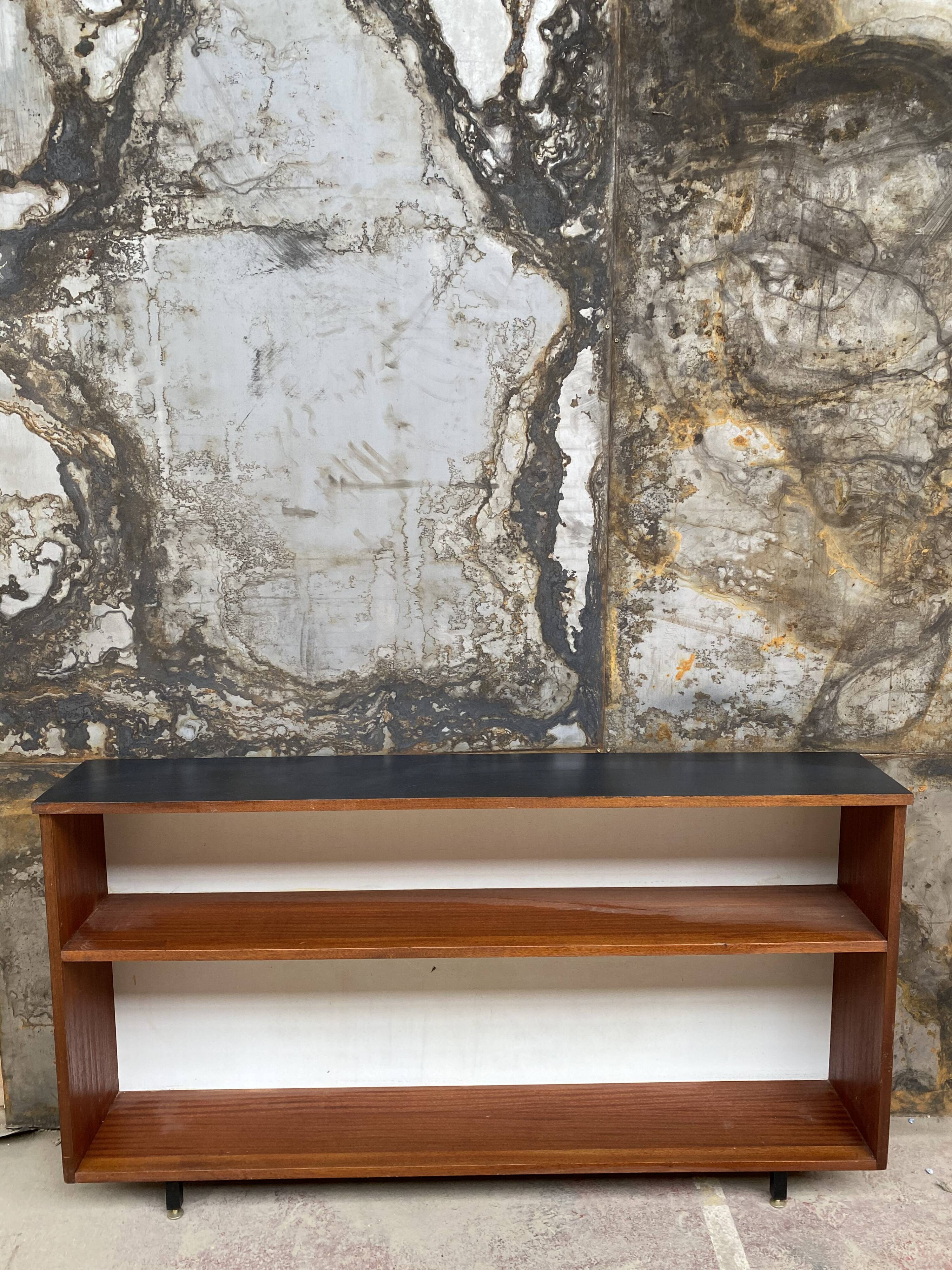 Seventies wood and metal library