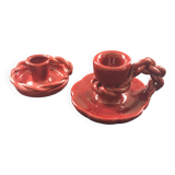 Pair of slip candlesticks