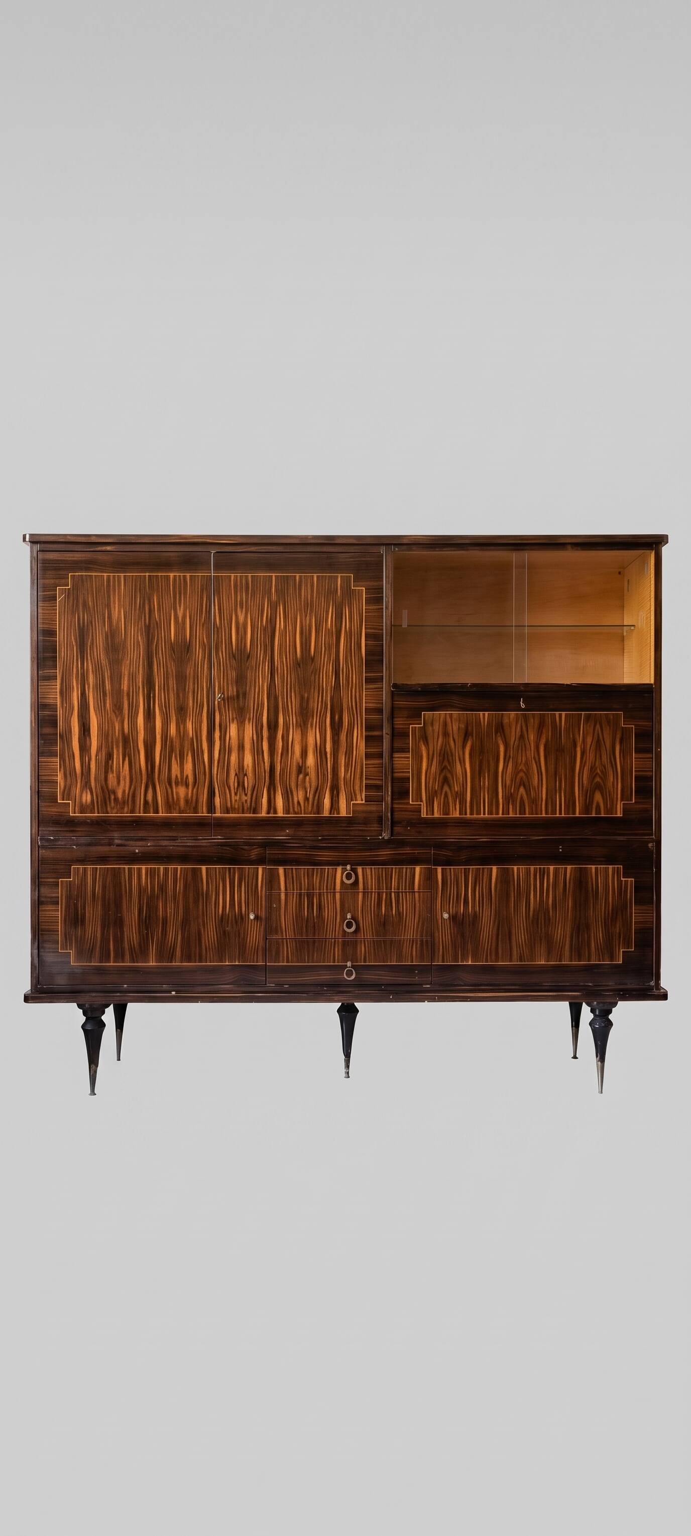Buffet vitrine style art déco en bois