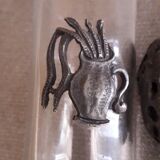 Glass liquor glass with tin sconces signed J.de Rey