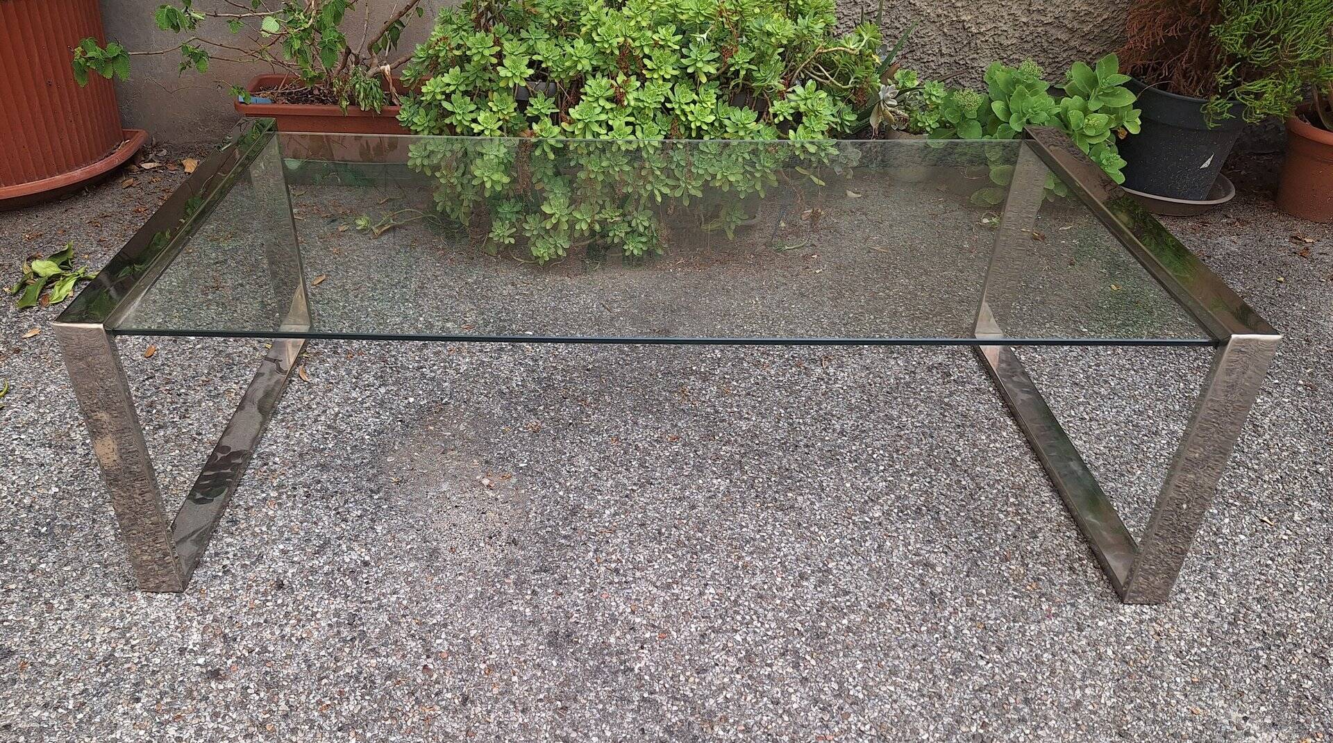 Coffee Table in Chrome and Glass, 1960s