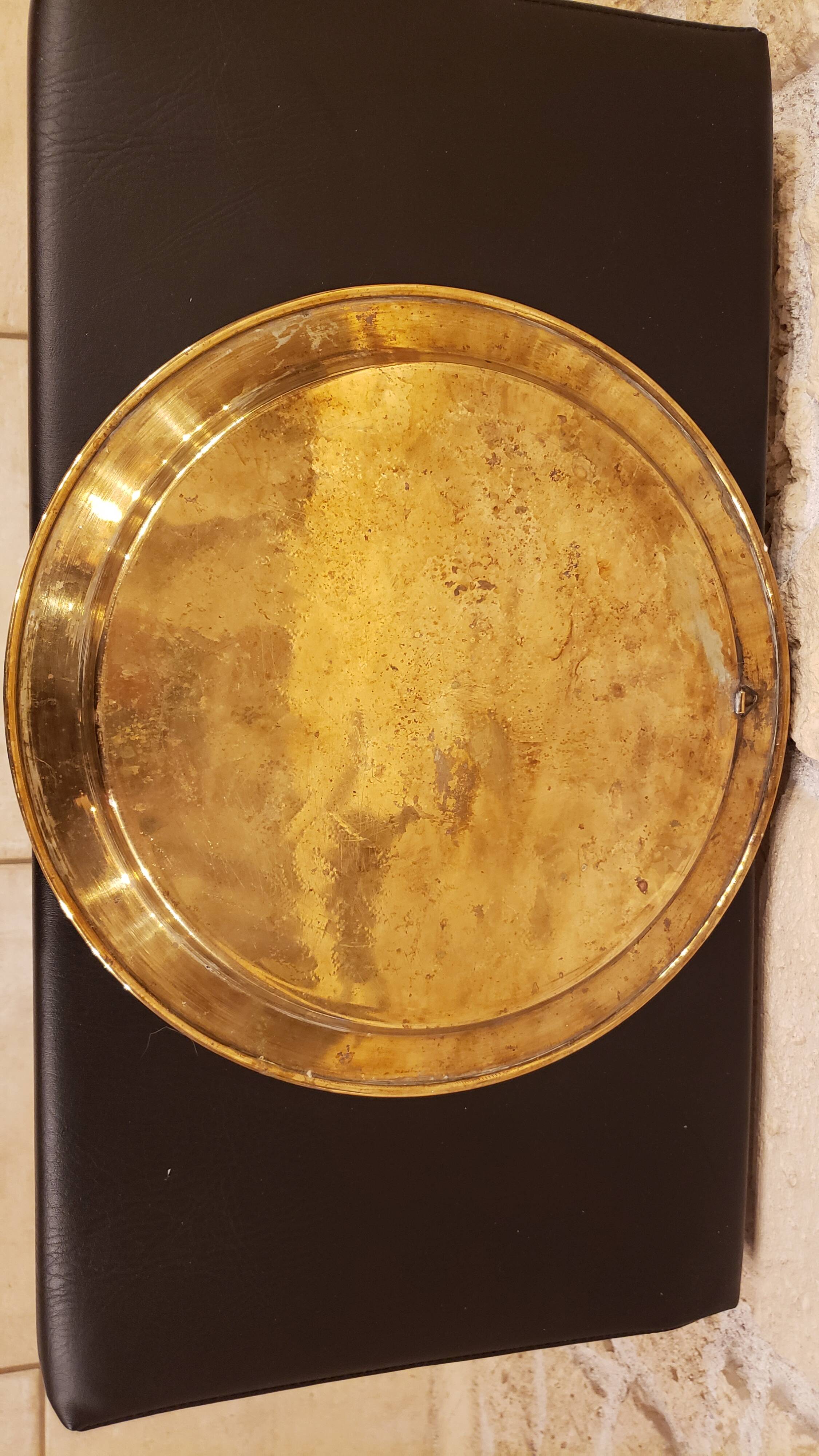 Vintage oriental brass plate