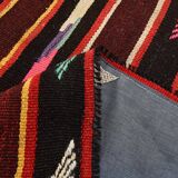 5x9 Wine Red Vintage Kilim Area Rug, 143x275Cm