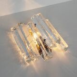 Single Midcentury ice glass wall lamp by Fischer Leuchten, Germany 1970's