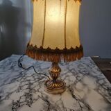 Brass lamp with vintage mother-of-pearl lampshade