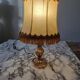 Brass lamp with vintage mother-of-pearl lampshade
