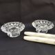 Duo of old glass candlesticks