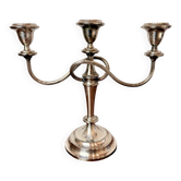 Vintage twisted chandelier with three lights in silver-plated metal.